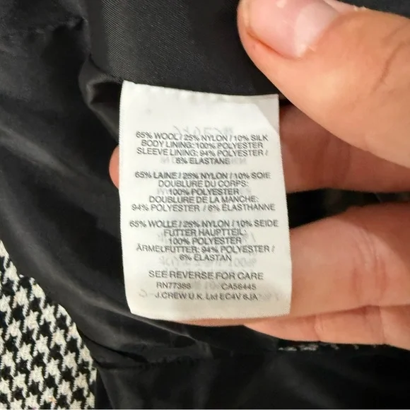 J Crew Blazer Lady Jacket Italian in Houndstooth Black White - Picture 5 of 8